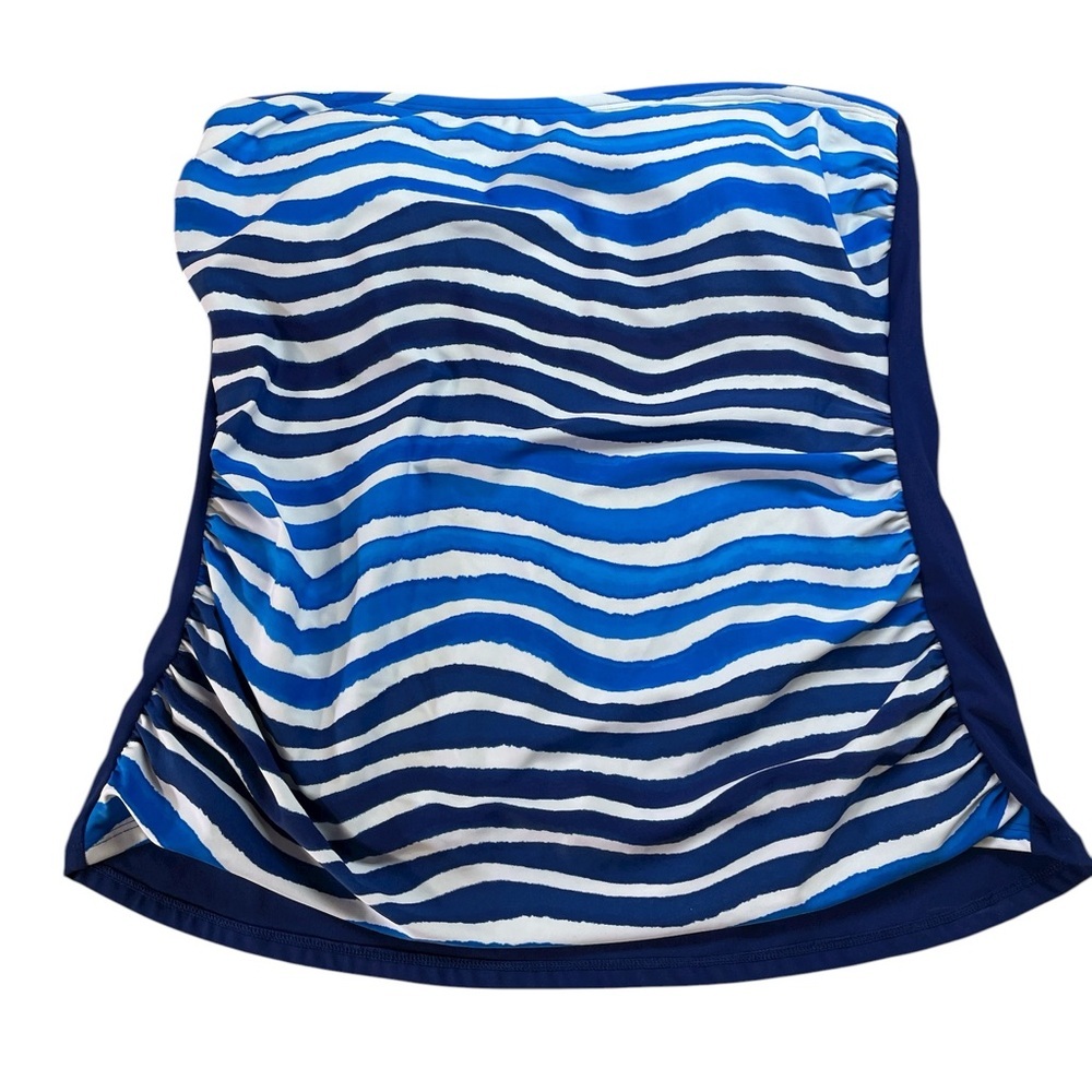 Tankini Top Size 14 Blue Wave Stripe Swimwear White American Beach Swimsuit - Picture 12 of 12